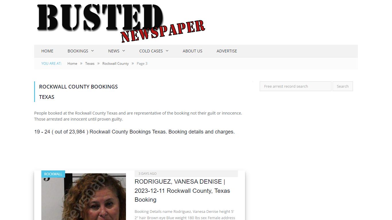 Rockwall County, TX Mugshots - page 3 - BUSTED NEWSPAPER